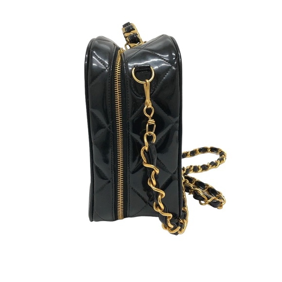 Chanel Black Patent Quilted   Vanity Case Top Handle Shoulder Bag - Picture 2 of 10